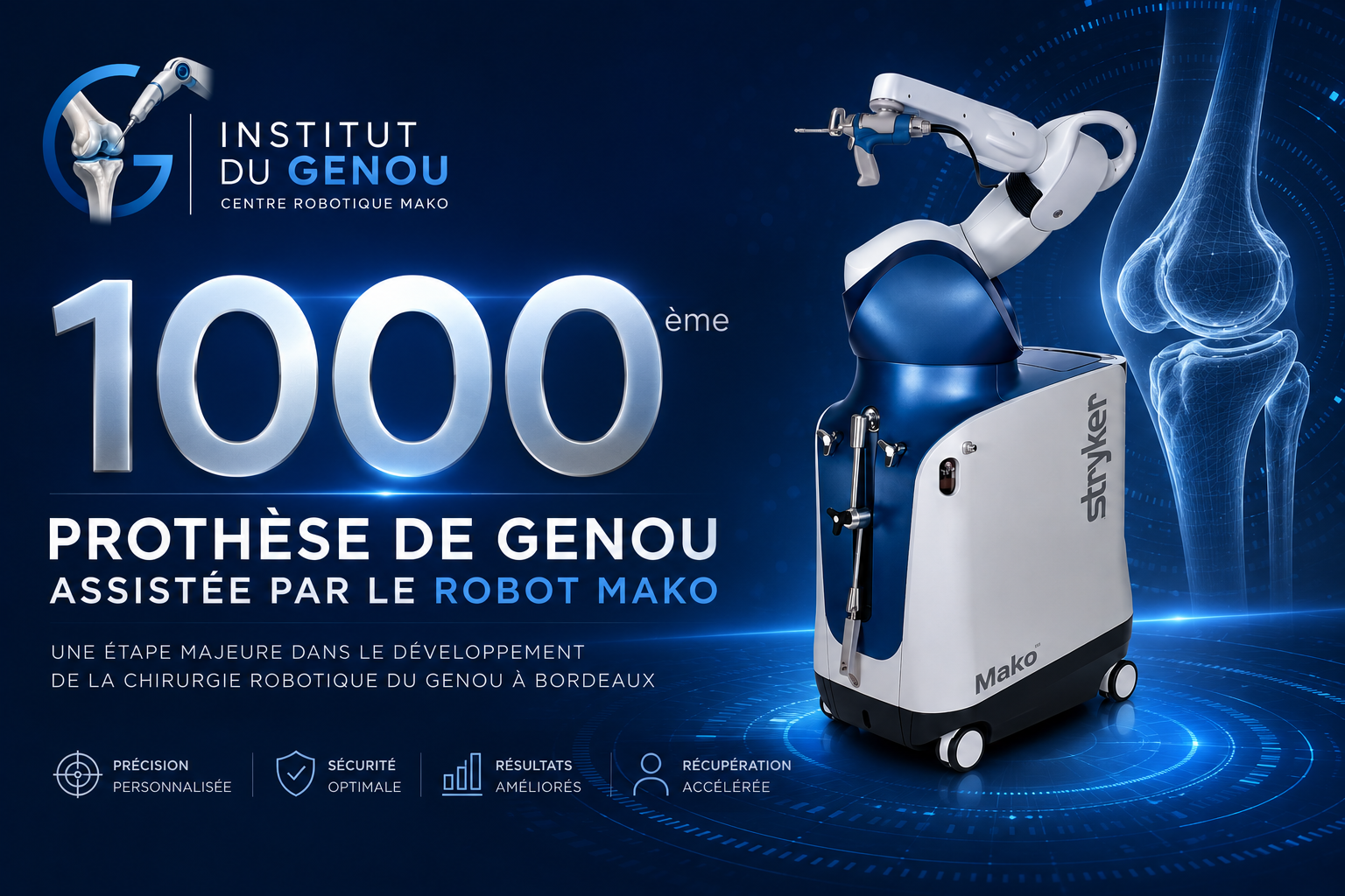 1000ème prothèse de genou assistée par le robot MAKO® à Bordeaux — Institut du Genou